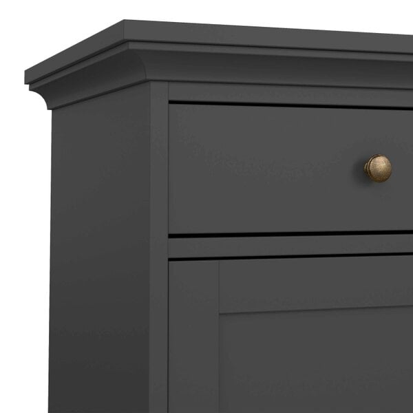 Wyld Haus Osaka Farmhouse Dark Grey Wooden Sideboard 3 Doors 3 Drawers
