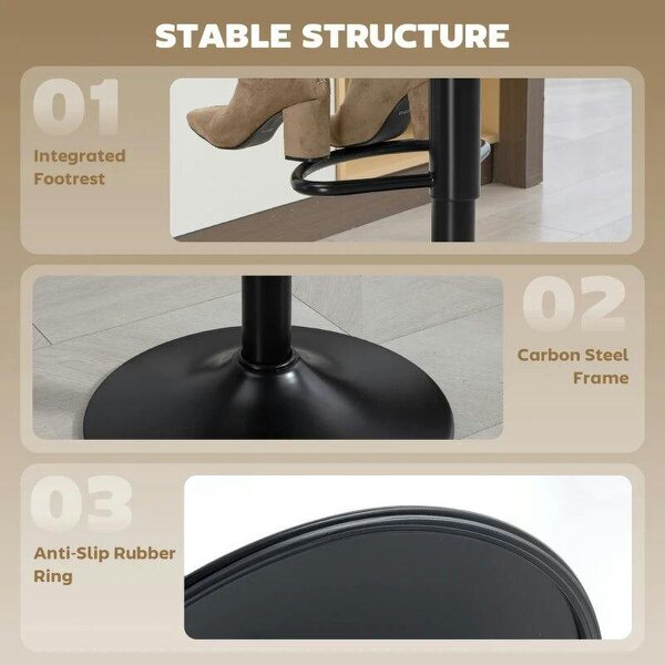 Bar Stools Set of 2, Modern Swivel Barstools with Footrest for Kitchen Island and Dining Room, Brown