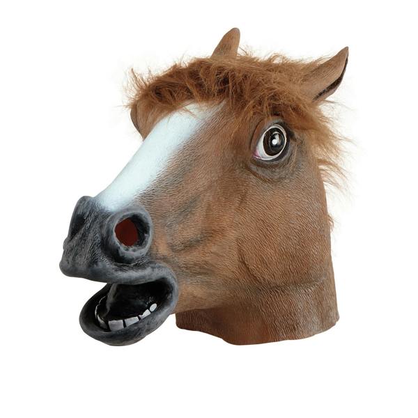 Bristol Novelty Unisex Horse Rubber Head Mask - Brown/White/Black - 