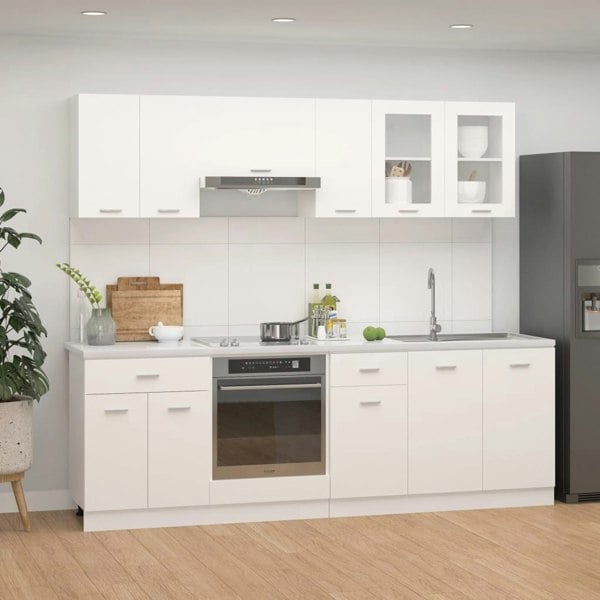 Berkfield 8 Piece Kitchen Cabinet Set White Engineered Wood