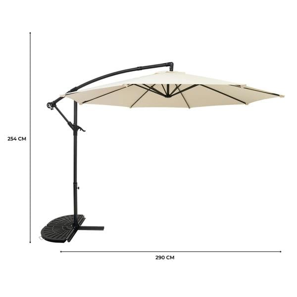 Monstershop Cantilever Parasol 3m With Half Fan Base – Cream