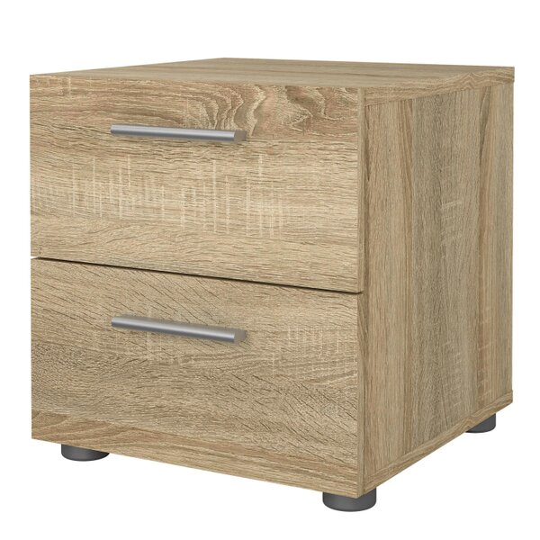 Wyld Haus Daejeon Natural Oak Effect Wood Bedside Table 2 Drawers