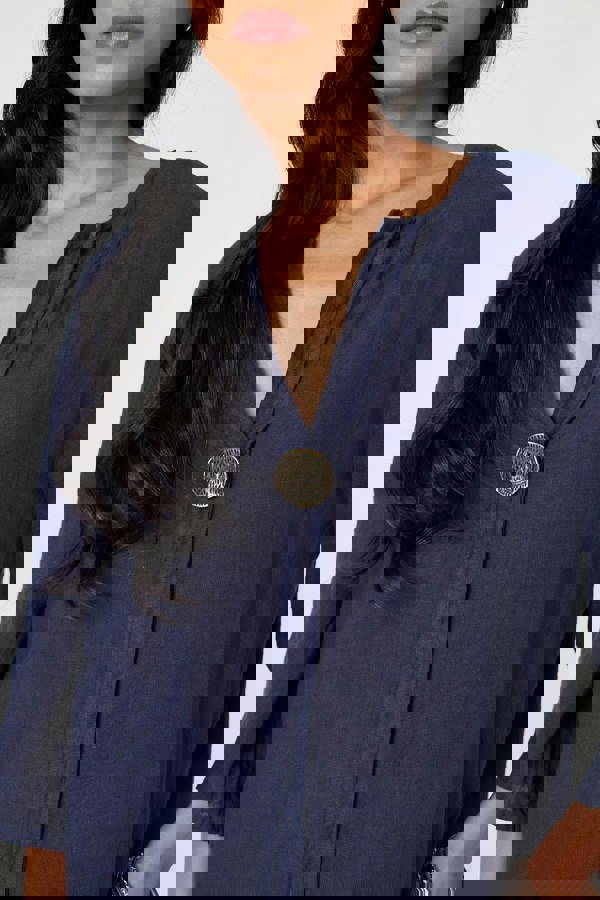 Navy | Longline 3/4 Sleeve Knee Length Tunic
