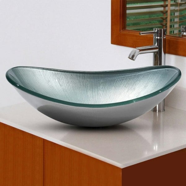 Oval Bathroom Art Tempered Glass Sink Bathroom Sinks Living and Home Sliver