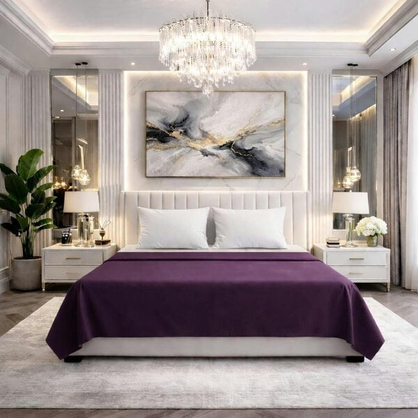 Night Zone 180 Thread Count Percale Flat Sheet – Non Iron Polycotton Bed Linen - Plum