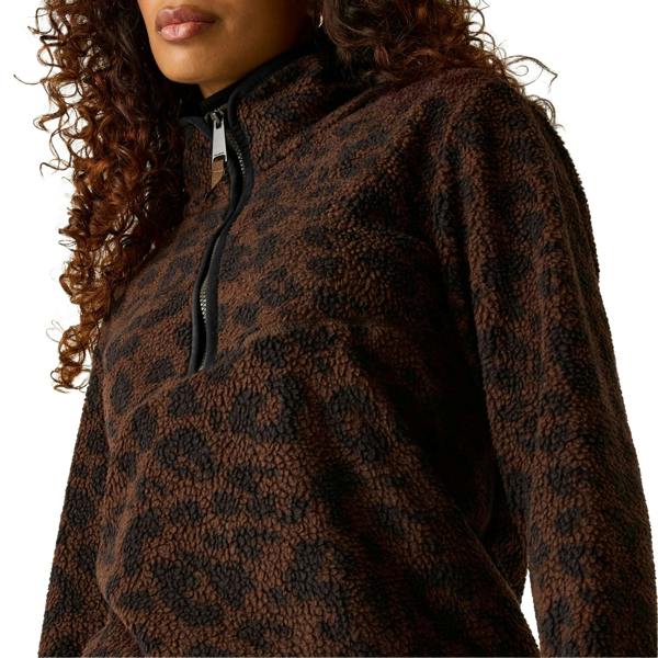 Regatta Womens/Ladies Frankie Leopard Print Borg Half Zip Fleece - Brown/Black - 