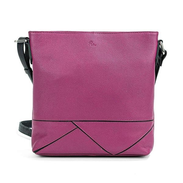 Pia Fine Lines Fuchsia Navy Leather Cross-Body Bag