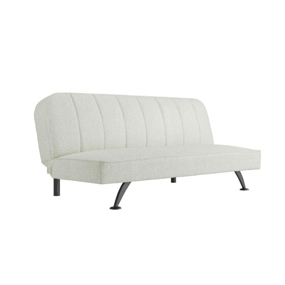 Wyld Haus Malahide Upholstered Ivory Boucle Tufted Sofa Bed Black Metal Legs - Single