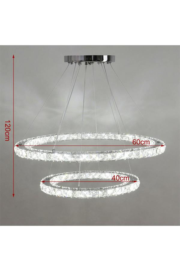 Living and Home Modern 2-Tier Adjustable Crystal LED Pendant Light 40+60cm