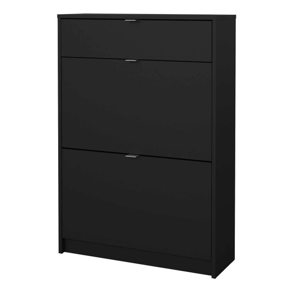 Wyld Haus Prague Black Shoe Cabinet 2 Flip Down Doors 1 Drawer