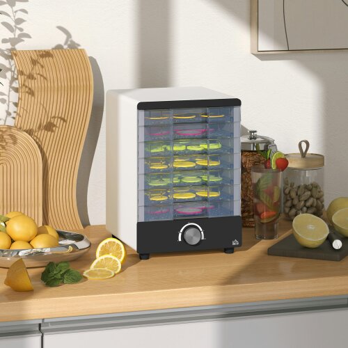 HOMCOM 6-Tray Stainless Steel Food Dehydrator - 350W Electric Dryer For Fruit, Meat, Jerky, Black