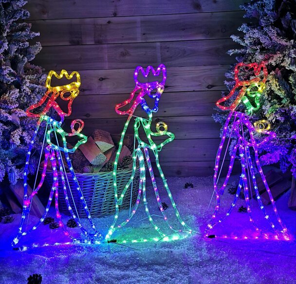 Samuel Alexander 70cm 360 LED Multicoloured Indoor Outdoor Christmas Nativity Three Wise Men Silhouette Rope Light