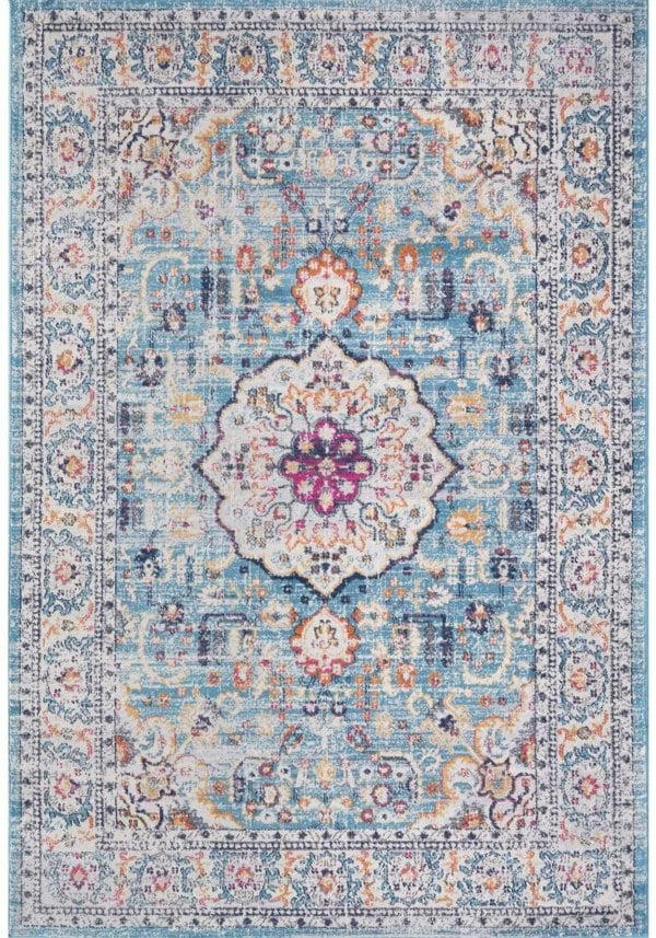Living Room Rug Vintage Medallion Design in Multicolour