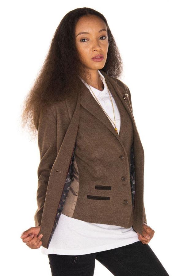 TruClothing Womens Tweed 1920s Herringbone Light Brown Blazer