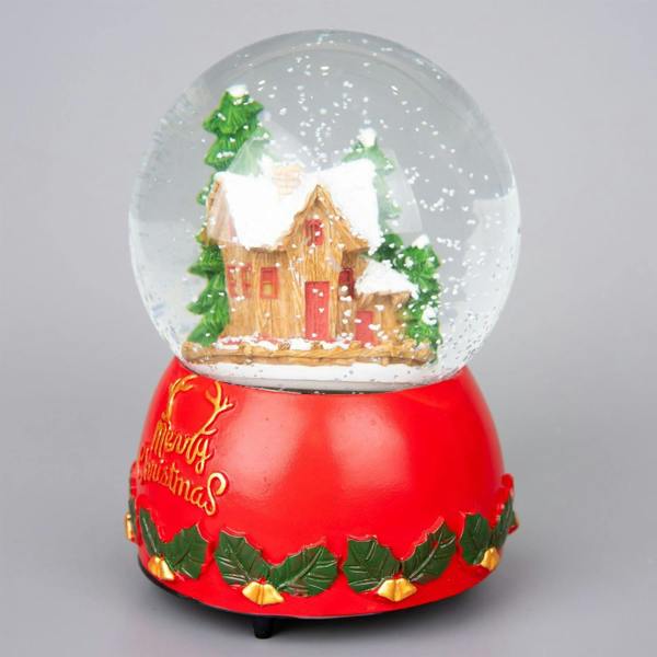 15cm Musical Glass Snow Globe with Christmas Village Scene and Resin Base image 6