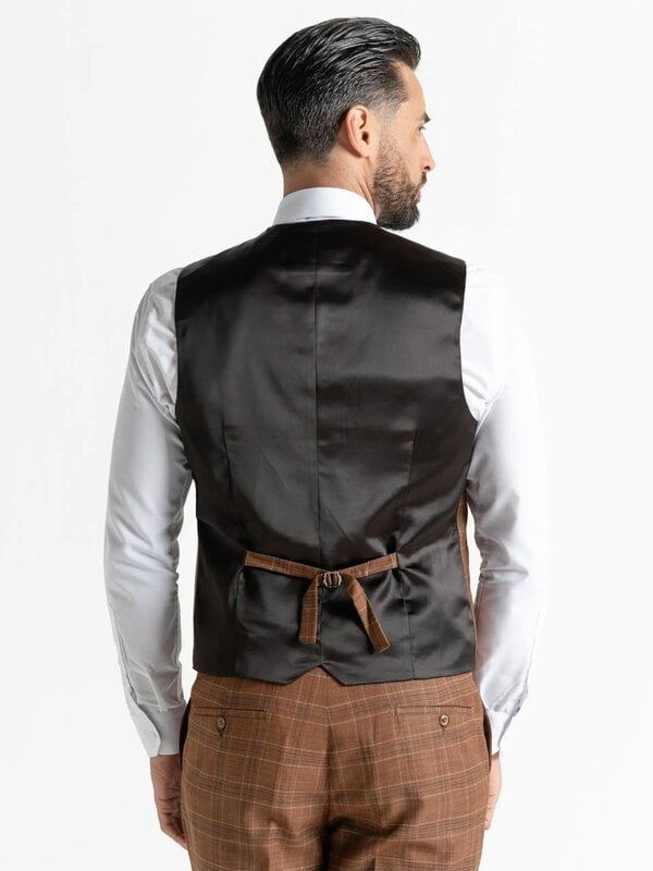 V2 Classic Kensignton Three Piece Suit - Bronze with Light Brown and Blue Checks