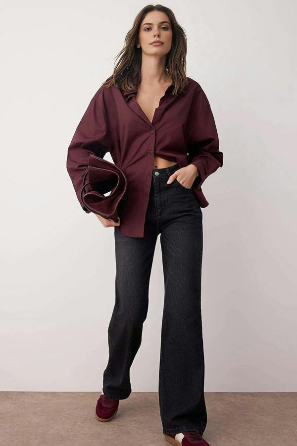 WOVCOR High Waist Wide Leg Smoke Jean