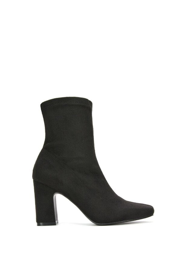 XY LONDON Stretch Zip Up Ankle Boots with Block Heel