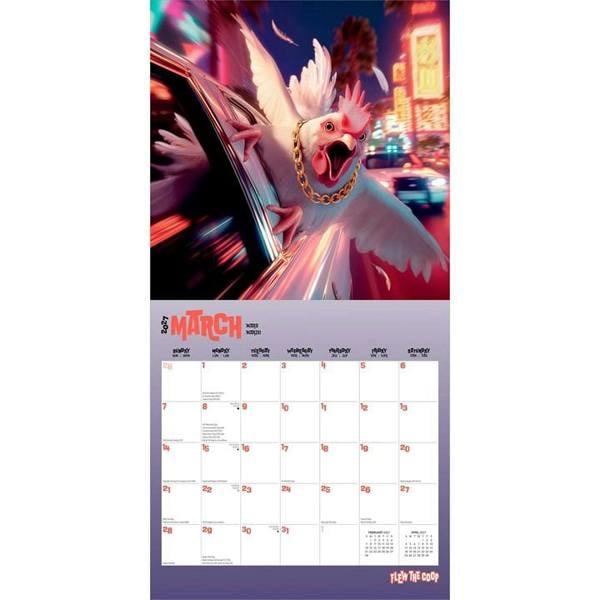 Flew the Coop Calendar 2027, Wall Calendars, Month To View, Animals, Gift