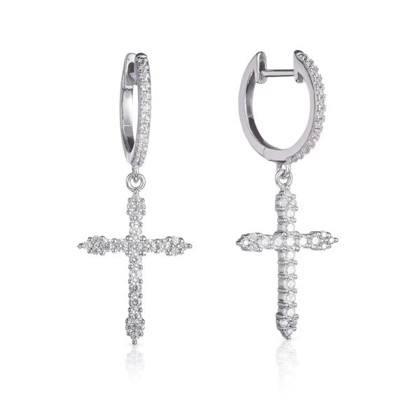 namana 925 Sterling Silver Cross Hoop Earrings for Women