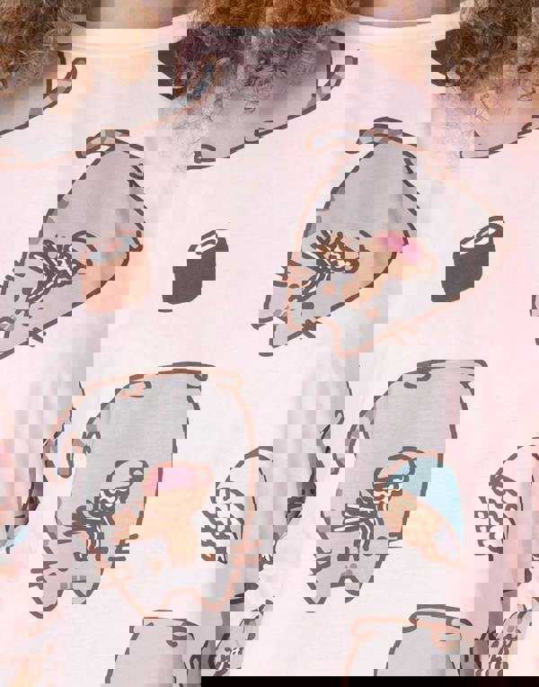 Pusheen Womens Pink Pusheen Food All-Over Print Short Sleeve Short Leg Pyjama Set