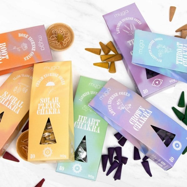 Myga Chakra Incense Cones Collection - 7 Pack Set | Aromatherapy & Meditation Supplies