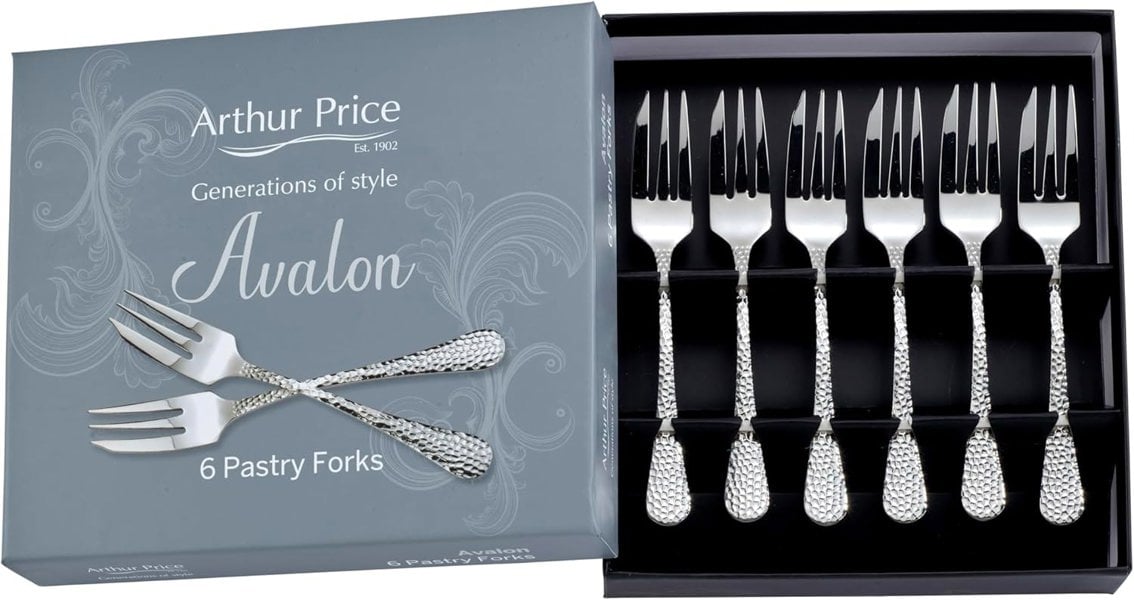 Arthur Price 'Avalon' Stainless Steel Gift Boxed Cutlery Set Of 6 Pastry Forks