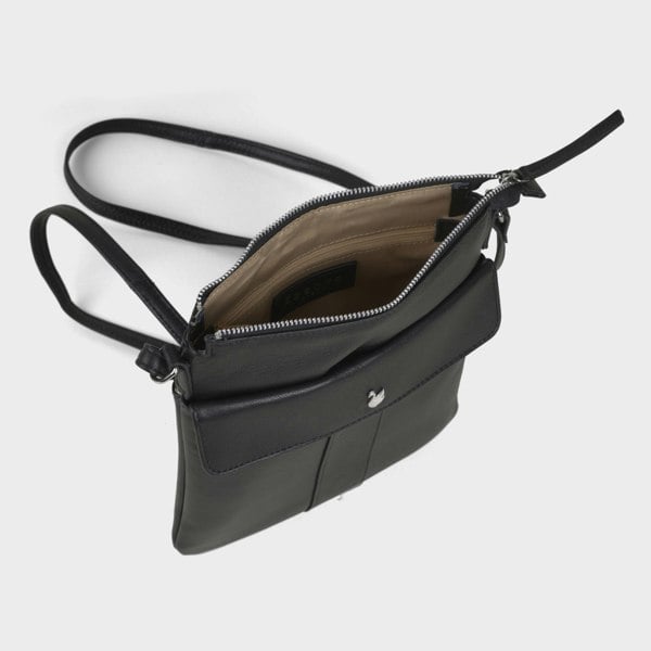 Assots London 'AMBA' Black Soft Nappa Full Grain Real Leather Crossbody Bag