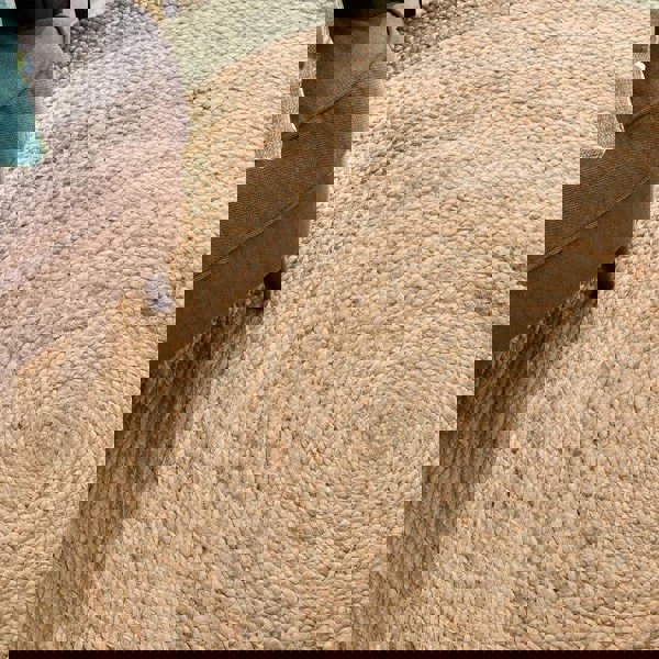 The Rugs Hand-Braided Jute Rug with Colourful Border