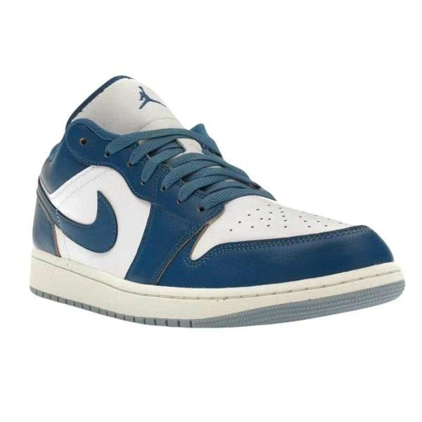 Nike Mens Air Jordan 1 Leather Low Trainers - Navy/White - 