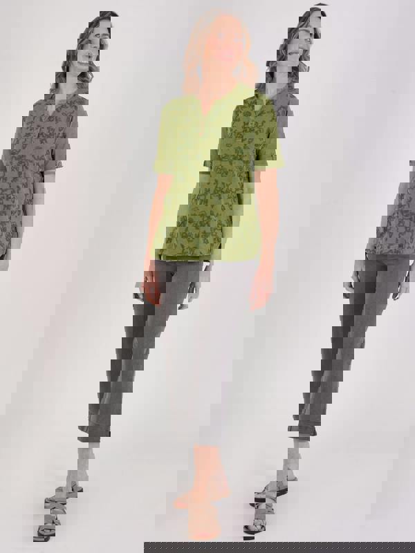 TIGI Embroidered Notch Neckline Top