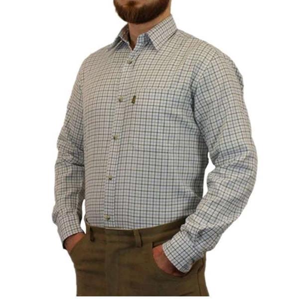 Man wearing Game Tattersall shirt with chest pocket and durable long sleeves for countryside use