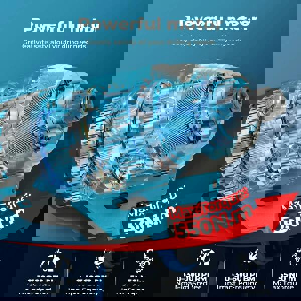 Traderight 21V Brushless Impact Wrench Drill 1/2" Rattle Gun 4.0Ah Battery Kit