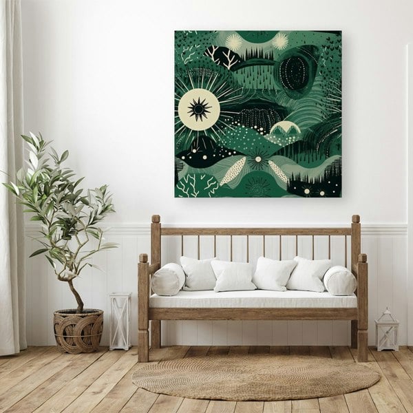 Warren Reed Abstract Green Moon Canvas