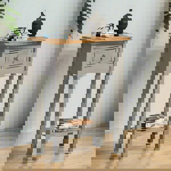 Modcraft Grey Wax Solid Pine Furniture Rustic Mexican Style with Decorative Metal Fittings