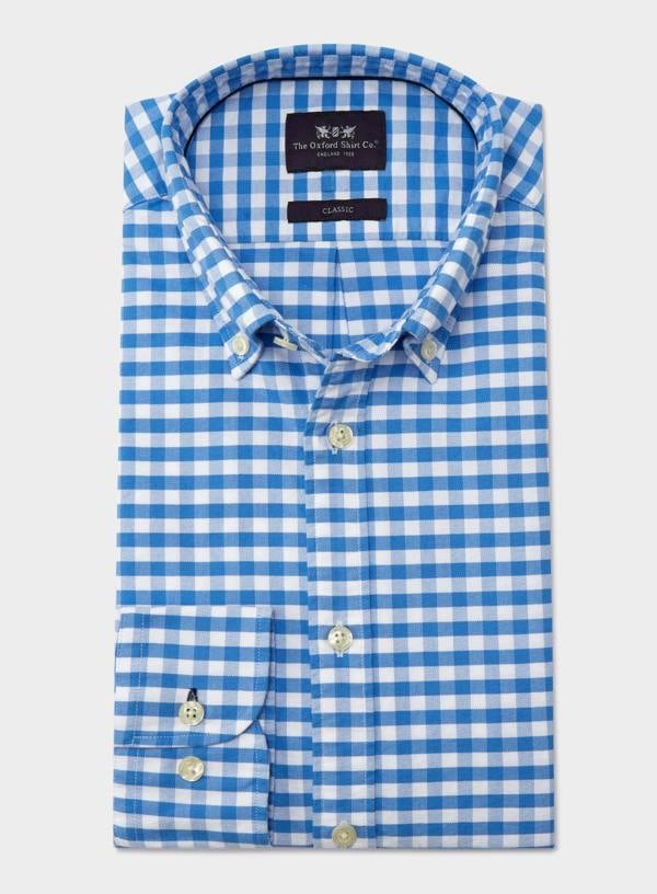 Button Down Oxford Shirt - Blue Check