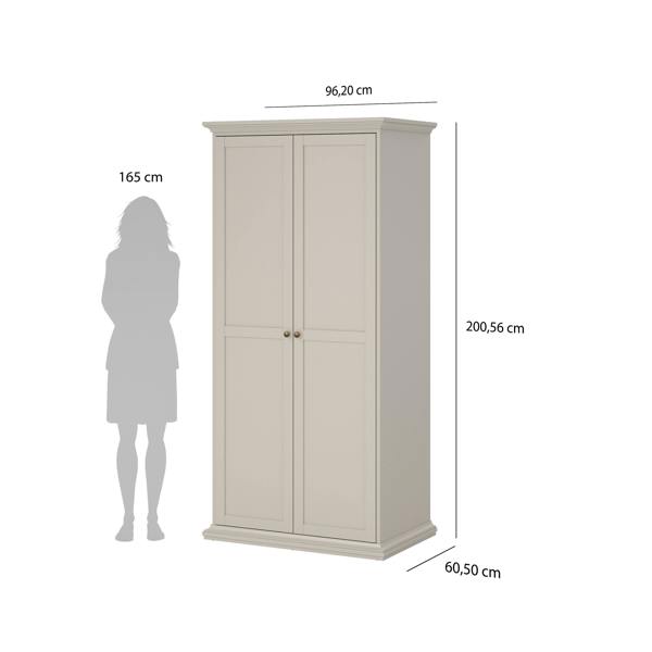 Furniture To Go Paris Wardrobe with 2 Doors in Cashmere