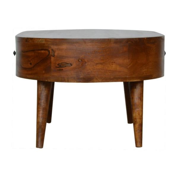 Wyld Haus Brescia Low Chestnut Mango Wood Round Coffee Table 2 Drawers