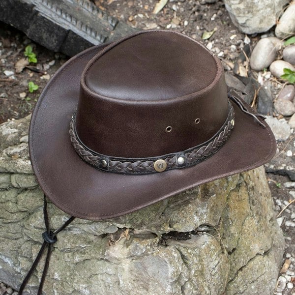 Wombat Leather Wombat Outback Hat - Brown Leather Hat