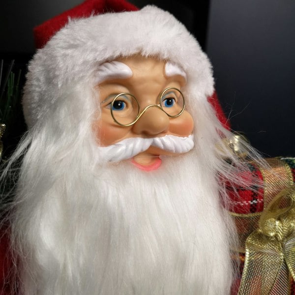 Samuel Alexander 40cm Red Standing Santa Claus Indoor Decoration with Present and Green Sack