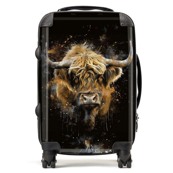 Warren Reed Bronze Splashart Highland Cow Suitcase