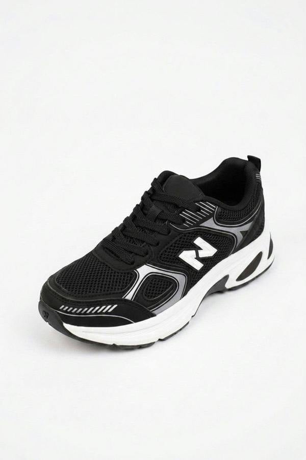 Harper Womens Chunky Sole Mesh Panel Trainers - Black