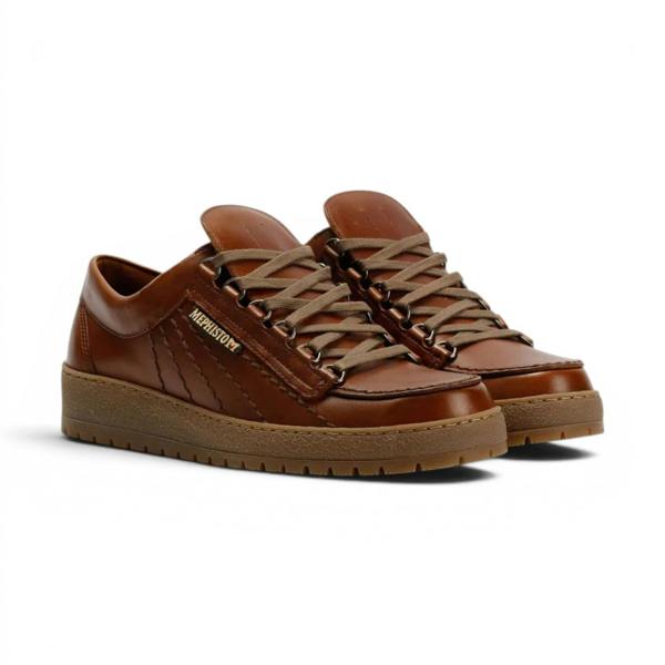 Mephisto Rainbow Men's Leather Chestnut Brown Walking Shoes - Heritage 4778