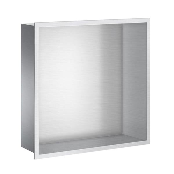 Brushed stainless steel wall niche