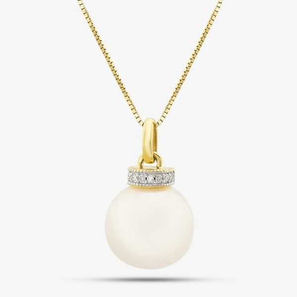 T. H. Baker 9ct Gold Diamond And Freshwater Pearl Pendant GP2120W GN141