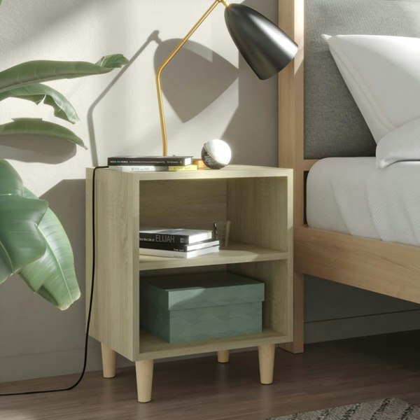 Berkfield Bed Cabinet with Solid Wood Legs Sonoma Oak 40x30x50 cm