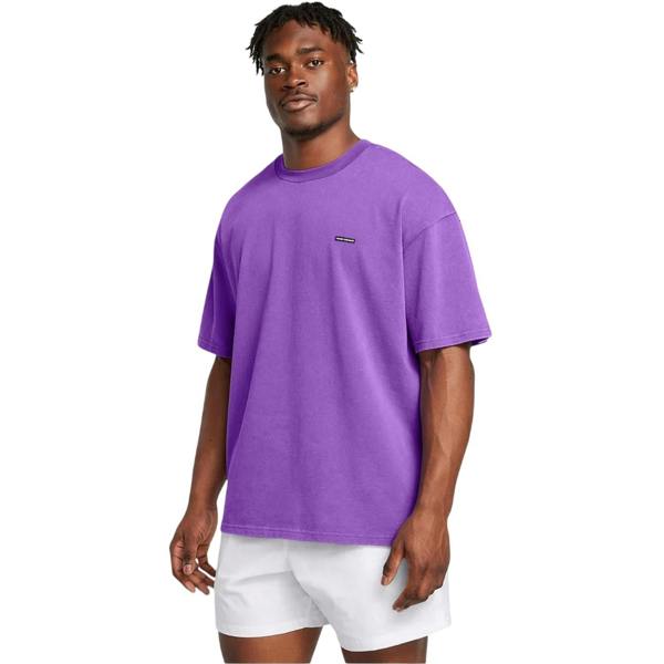 Under Armour Mens Washed Logo Oversized T-Shirt - Purple - 