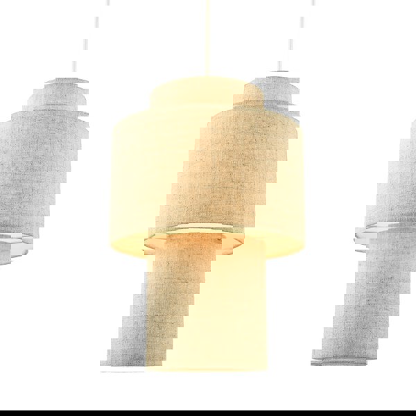 Designer Natural Oatmeal Beige Linen Triple Level Pendant Light Shade Image 1