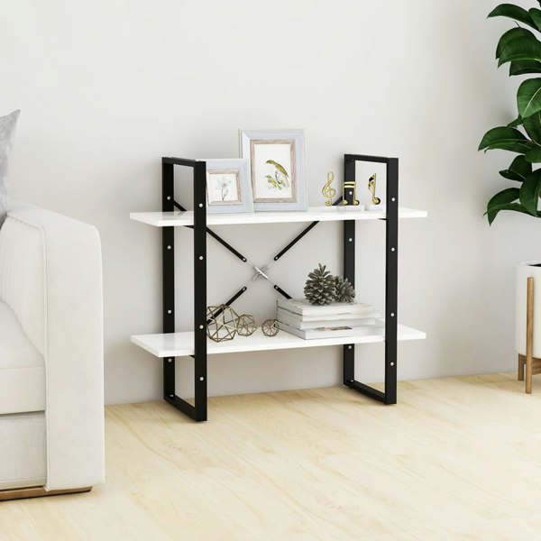Berkfield 2-Tier Book Cabinet White 80x30x70 cm Engineered Wood