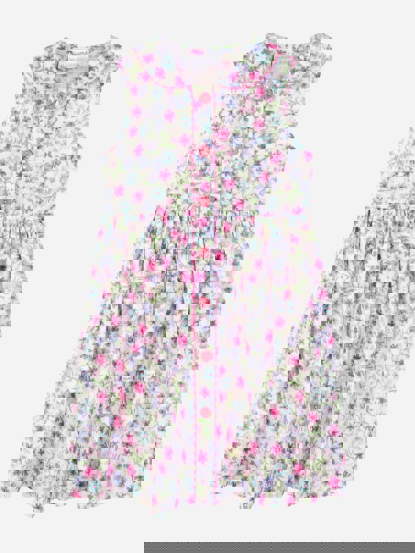 Rachel Riley Girls Aster Sleeveless Button Front Dress in Pink